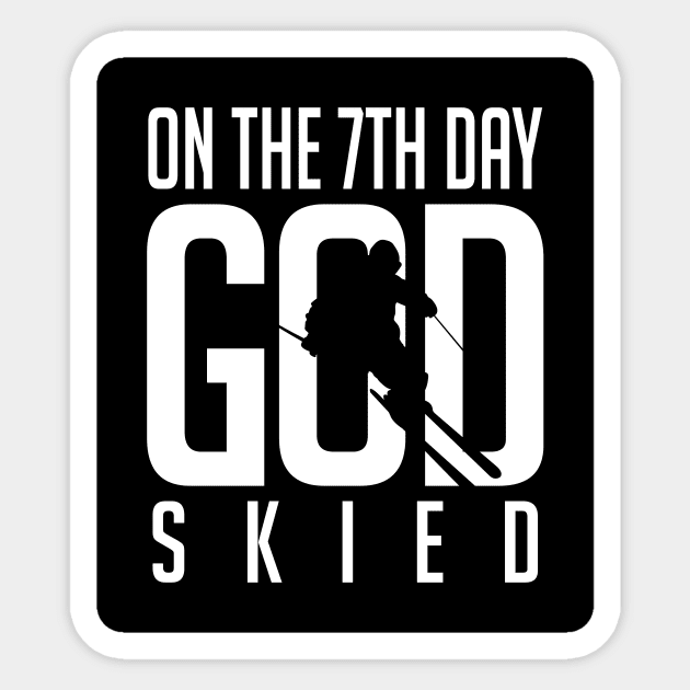 On the 7th day god skied (black) Sticker by nektarinchen